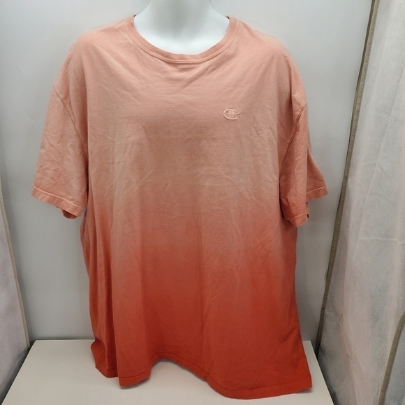 Champion Brand Classic Ombre Short Sleeve T-Shirt Men's 2XL Red Garment Washed - Picture 7 of 7